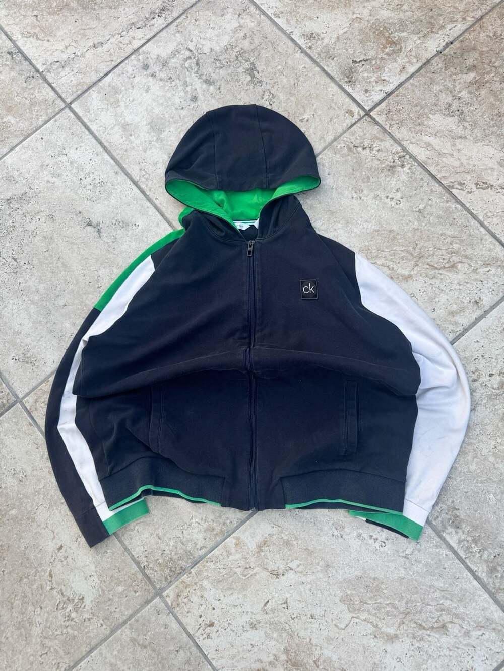 CALVIN KLEIN JEANS Blocked Zip Through Jacket MENS M Black Green